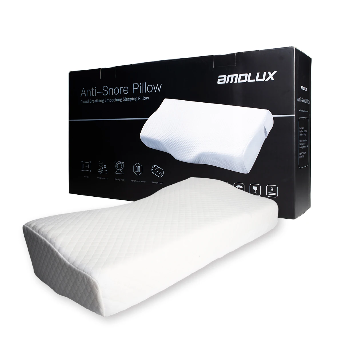AMOLUX 럭셔리 전기 침구 건강 관리 인체 공학적 에어백 기능 탑 안티 코골이 메모리 폼 베개