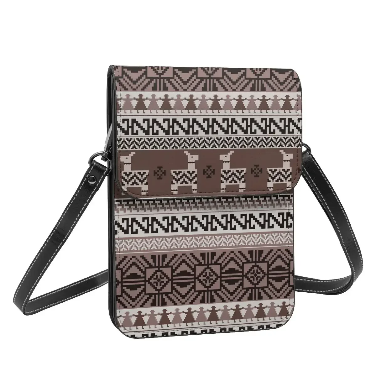 Bolsa de ombro estilo inca peruana para mulheres, Streetwear de couro retrô de cervos, bolsa para celular