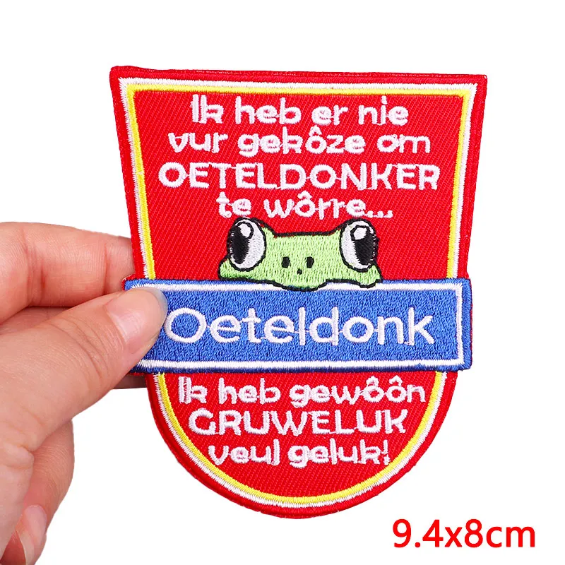 Oeteldonk carnaval para holanda emblema ferro em remendos para roupas sapo festa carnaval bordado remendo em roupas crachá diy