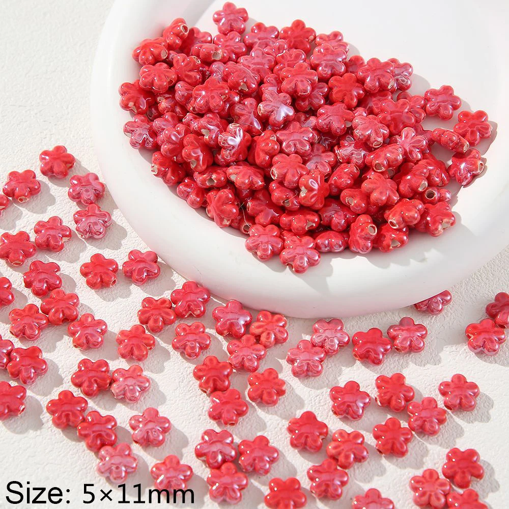 MEIBEADS 5-10pcs Ceramic Loose Spacer Beads Flower Star Square Round Beads for Jewelry Making DIY Bracelet Necklace Accessories