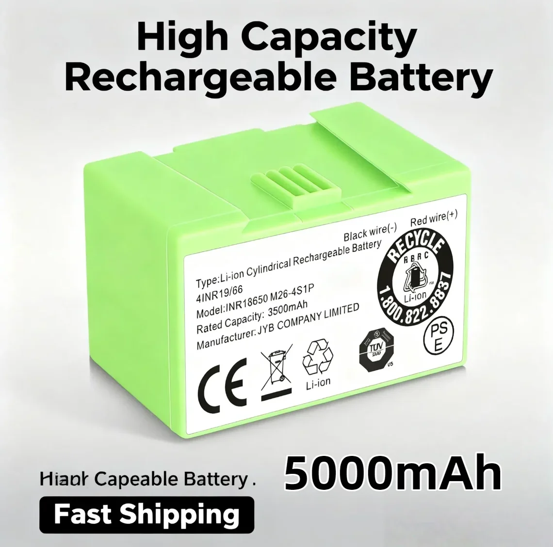 High Capacity 14.4V 3500mAh Replacement Battery,For IRobot Roomba I3/i4/i7 (i3+/i4+/i7+) & E5/e6 Robot Vacuums,Cleaning Energy