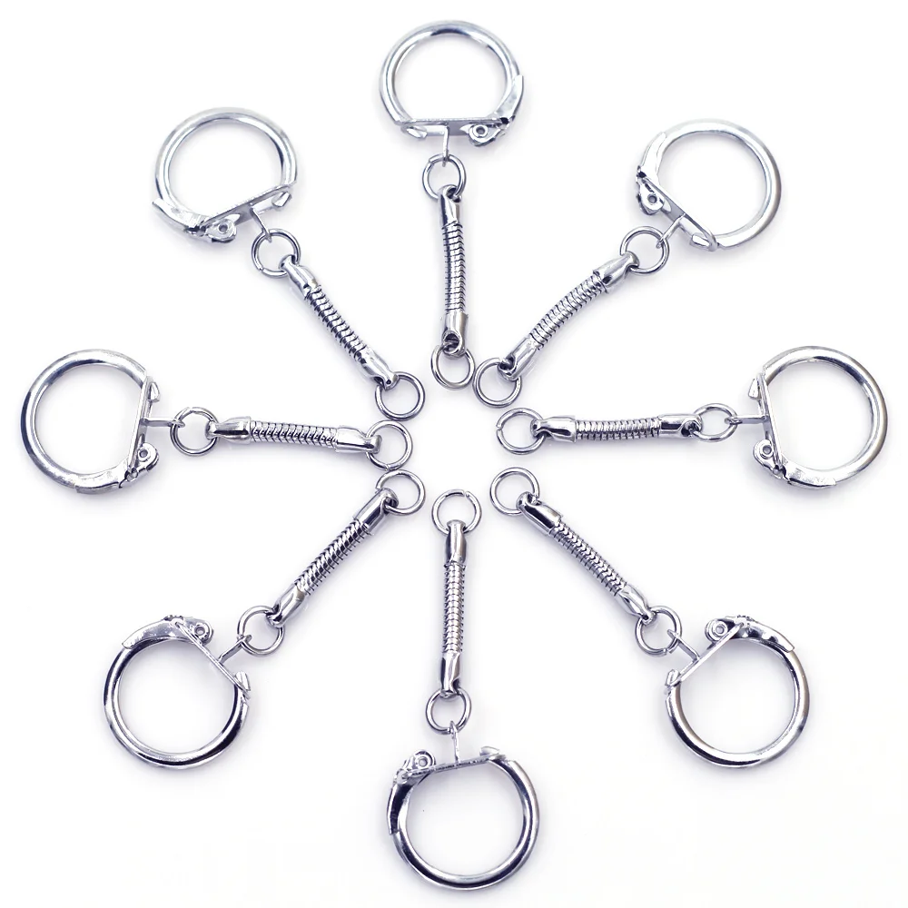 150Pcs Wholesales Key Chain Silver Tone Keychains For Men Keyrings Snake Chain Charms Jewelry DIY Findings 6x2.2cm