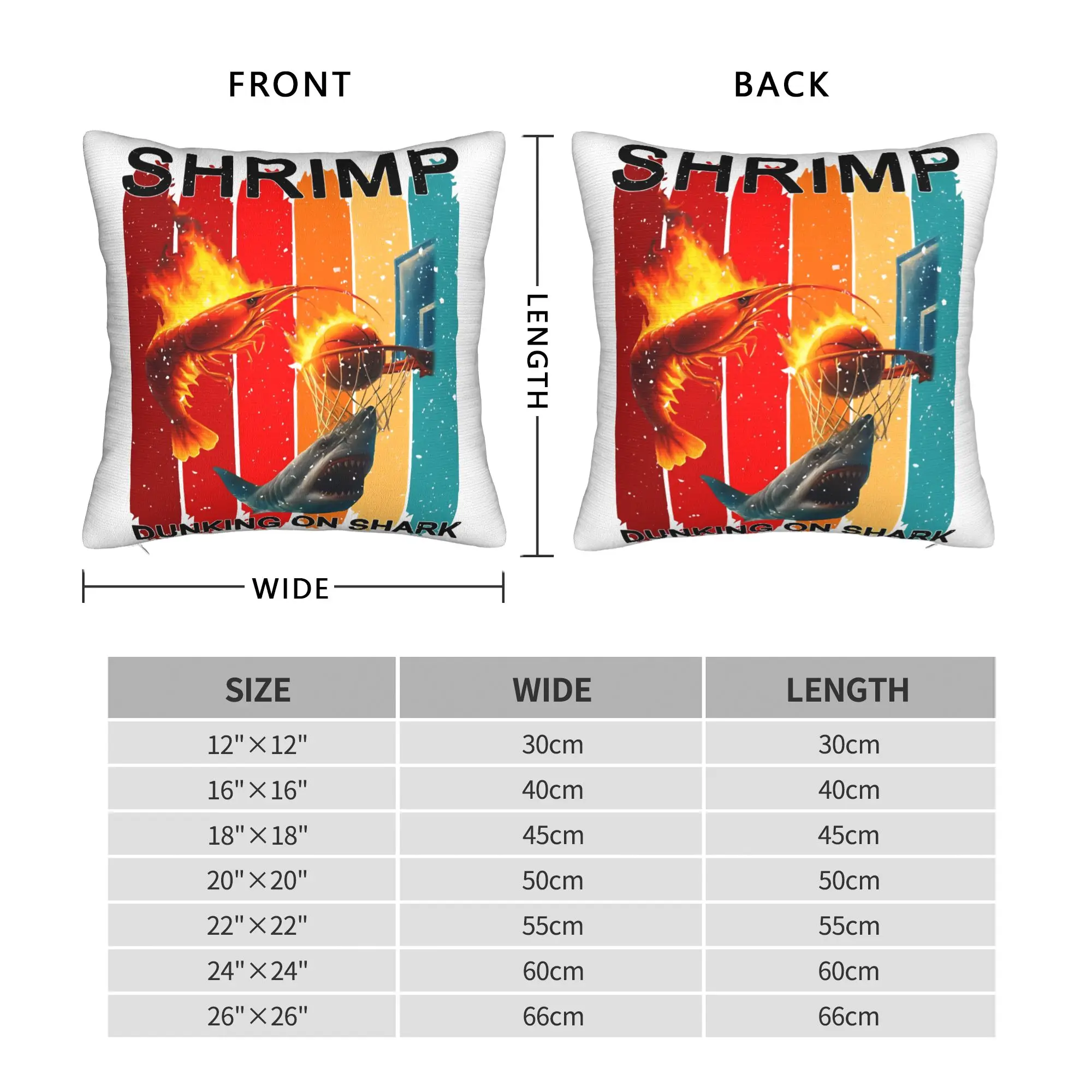 Flaming Shrimp Dunks on Shark Pillow Cover Pillow Case For Sofa Couch Bed Living Room Graphic Cushion Cover Birthday Gift