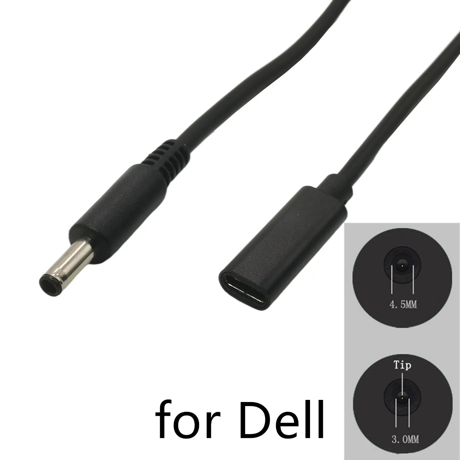 Konwerter zasilacza USB 3.1 typu C PD Wtyczka DC 4,5 * 3,0 mm Złącze męskie Jack do laptopów Dell Kabel ładujący 15 cm