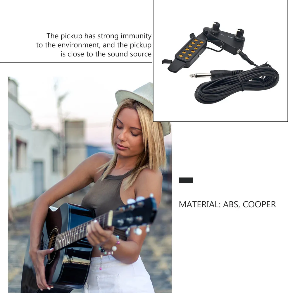 

1 Set Acoustic Guitar Pickup Durable Piezo Transducer Volume Tone Control Clear Sound For Guitar Ukulele Banjo Folk Instrument