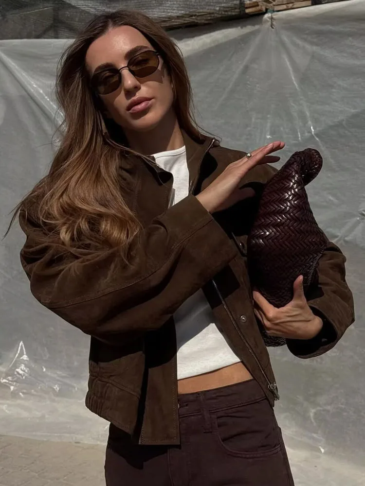 

HH женская куртка с длинными рукавами, осень 2022, женское шикарное повседневное короткое пальто с карманами на молнии и пуговицами в уличном стиле