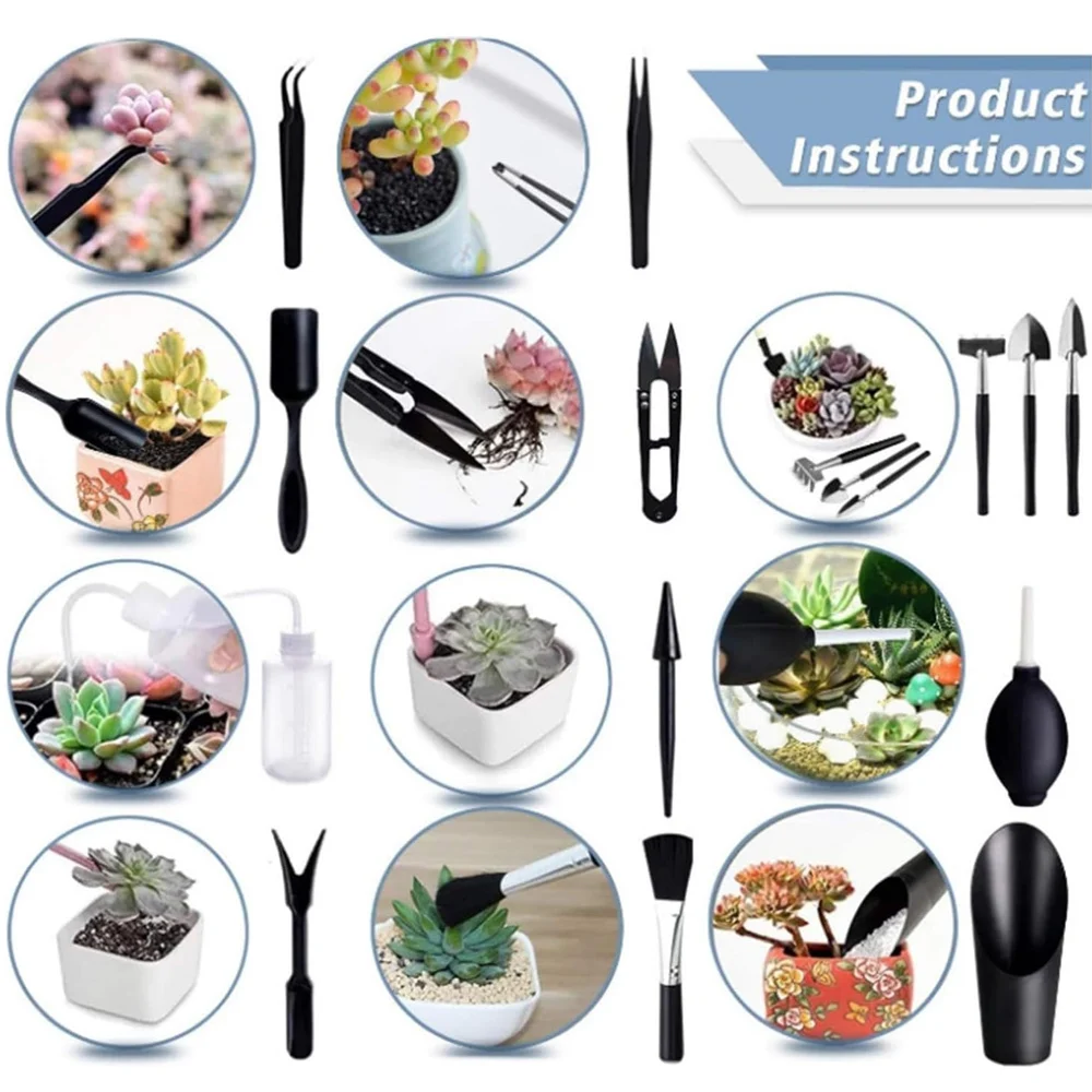 7/13/15Pcs Succulent Tools Set, Garden Tools Kit Indoor Gardening Transplanting Succulent Bonsai Miniature Seedling Plants Tools