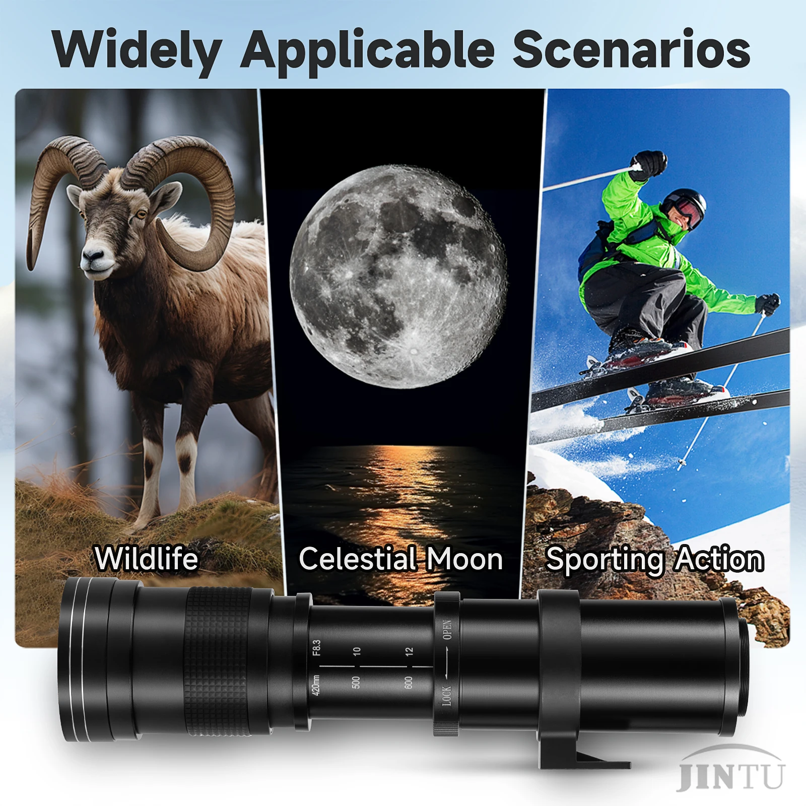 

JINTU 420-800mm F/8.3Manual HD Telephoto Zoom Lens Fit for Samsung NX Mount NX-200 NX-210 NX-300 NX-1000 NX-1100 NX-2000 NX-3000