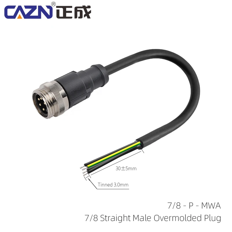 Waterproof IP67 7/8 Overmolded Unshielded Automotive Male Female Right Angle Straight PVC Sensor Connector Plug