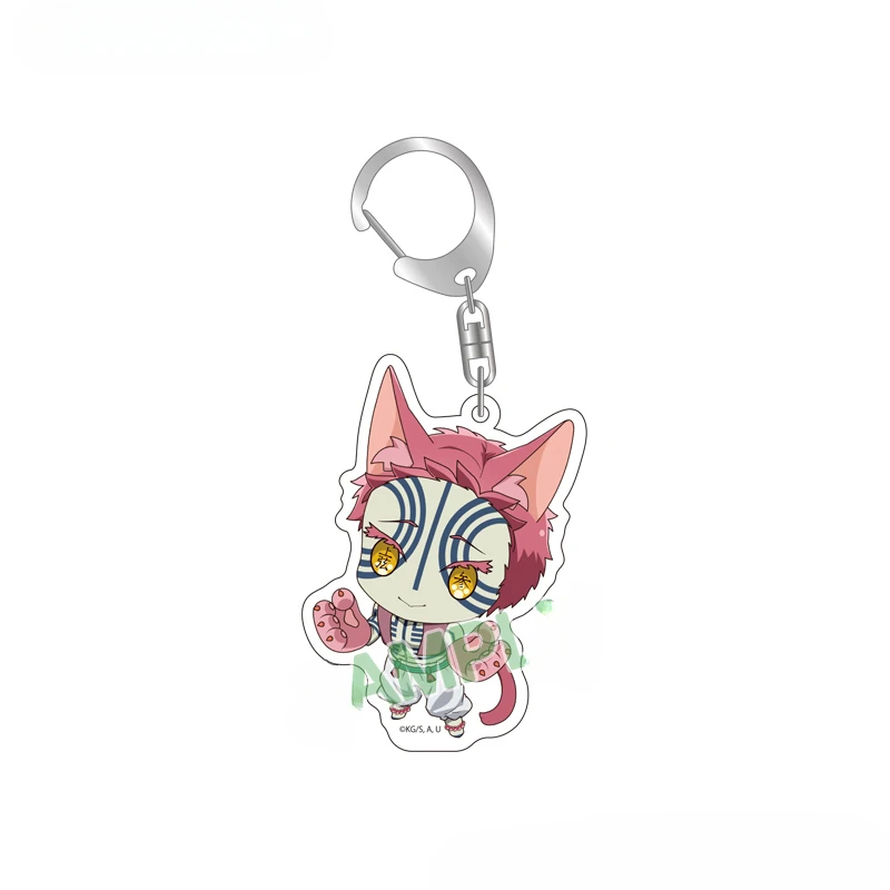 Kimetsu No Yaiba Anime Figure Kamado Tanjirou Enmu Meow Meow Q Version Acrylic Standing Pendant Keychain Toys Kids Gifts Model