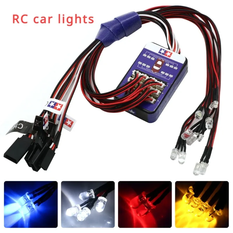 Rc 자동차 시뮬레이션 플래시 라이트 12 LED 조명 키트 1/10 스케일 모델 용 스티어링 브레이크 Yokomo Tamiya TRX HSP HPI Axial Rc4wd