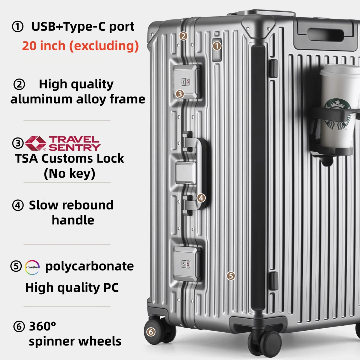 Luxury Suitcase High Quality Upgrade Thicken PC Material Rolling Luggage Aluminum Frame 20/24/26/28/30inch Travel Trolley Bags