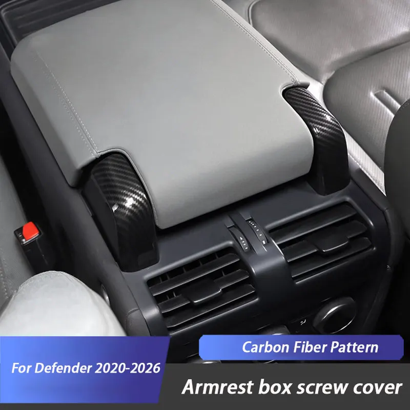 ABS Carbon Fiber Car Armrest Box Screw Trim Cover Interior For Land Rover Defender 90 110 2020-2026 Car Replacement Accessories