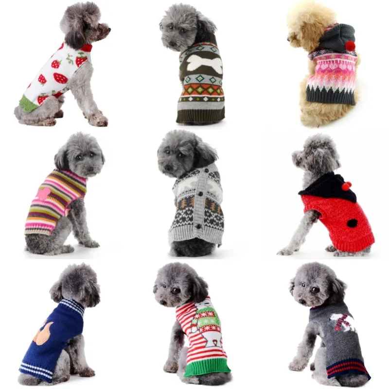 Warm Dog Clothes for Small Dog Fashion Dog Sweater Cute Print Puppy Costume Winter Soft Cat Sweater Pet Outfits Yorkie Clothes