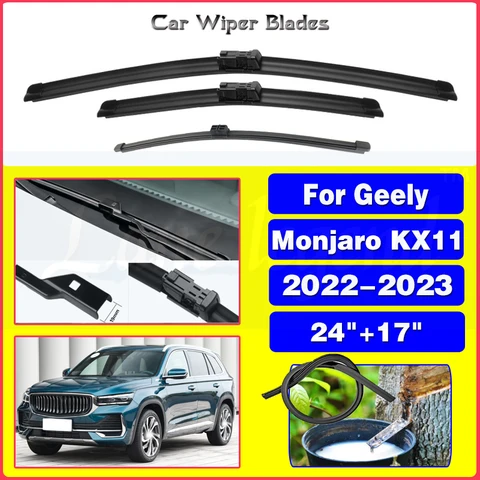 Щетки стеклоочистителя лобового стекла для Geely Monjaro KX11 2022 2023, набор щеток стеклоочистителя переднего и заднего стекла, автоаксессуары