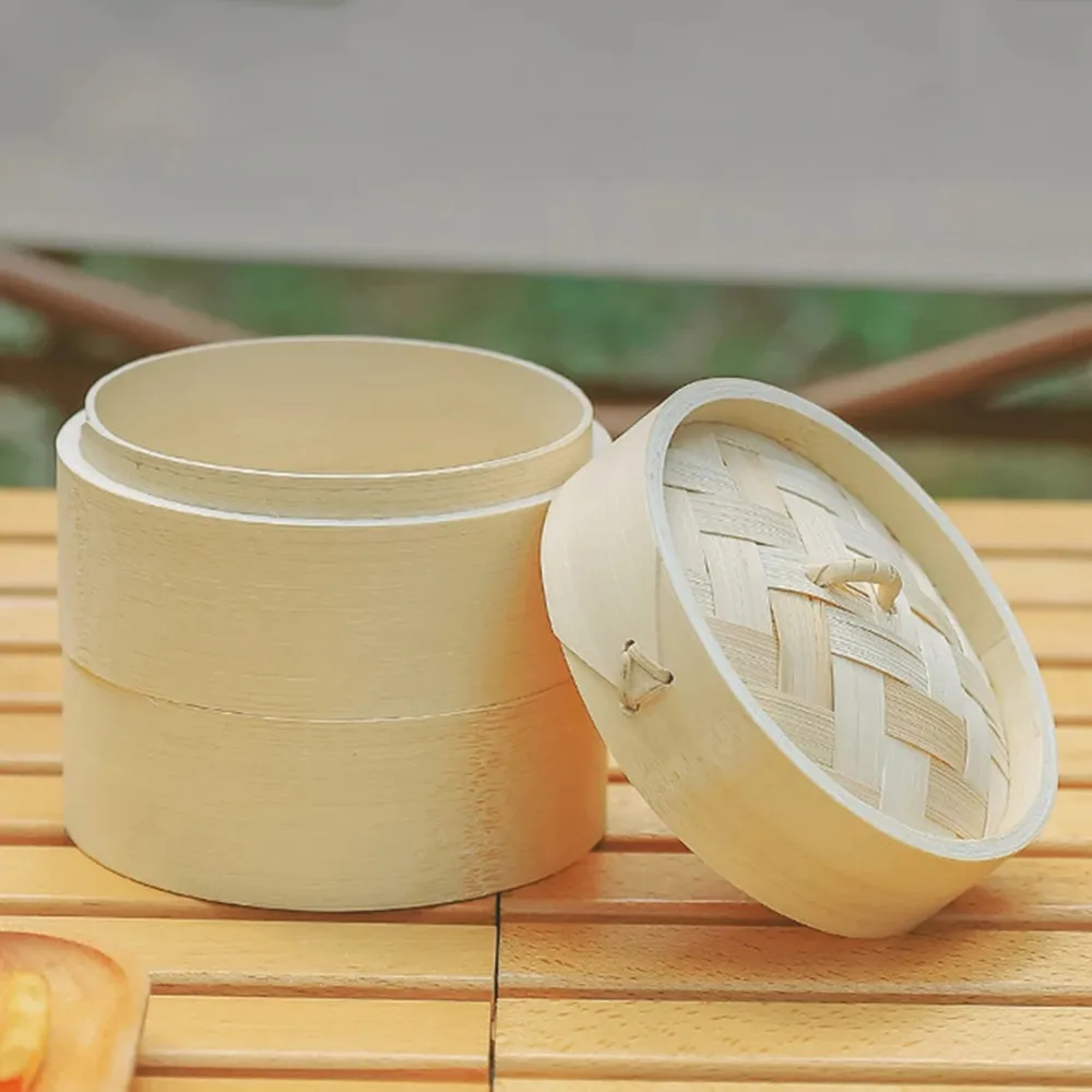 10cm Handmade Bamboo Steamer Basket with Lid Storage Cage for Bao Buns Dumpling Chinese Steamer Baskets Kitchen Cooking Tools