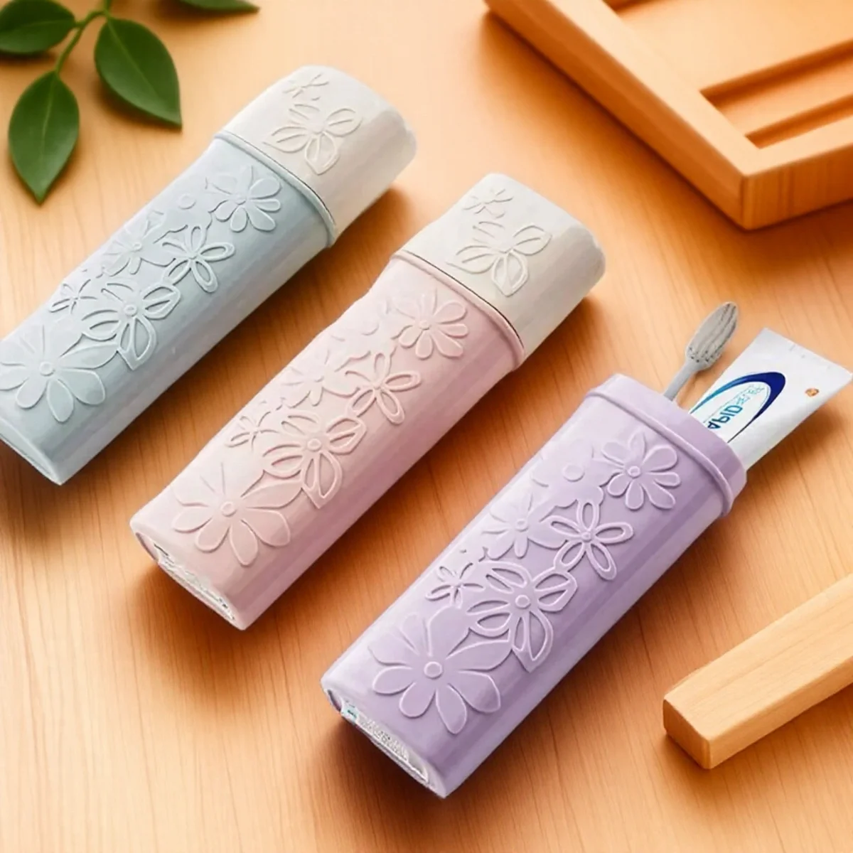 Portable Travel Toothbrush Holder with Toothpaste Storage Box Organizer for Bathroom Outdoor Camping Hiking Compact Travel Case
