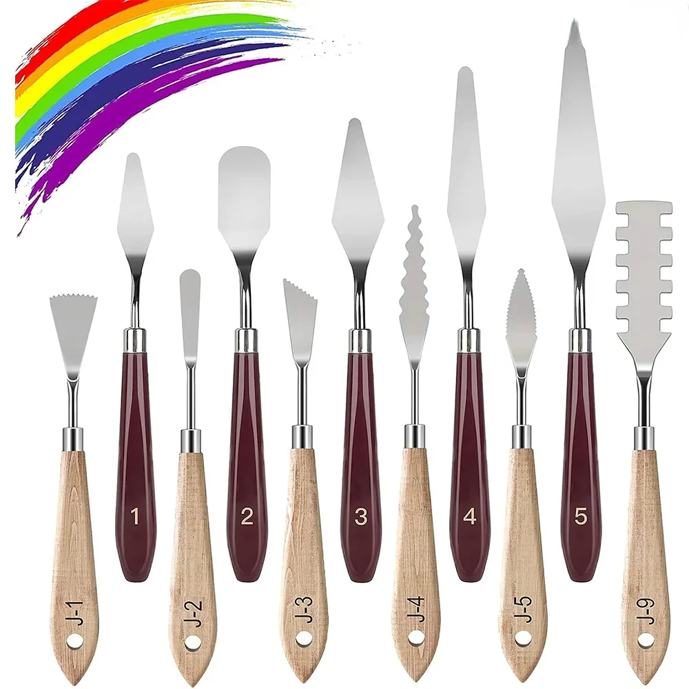 11 Pcs Stainless Steel Spatula Palette Knives Painting Accessories Art Supplies for Oil Painting, Gouache, Watercolor