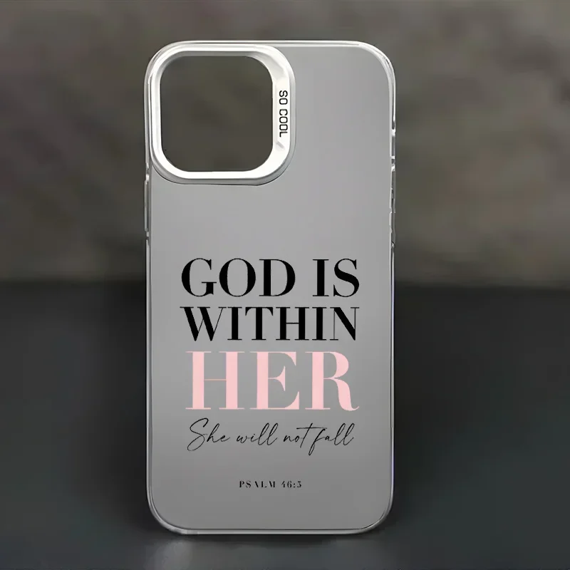 Pink Words Psalm Christian Quote Aesthetic Case for IPhone16 11 15 14 13 12 Pro Max Plus Black and Silvery Shockproof Gifts