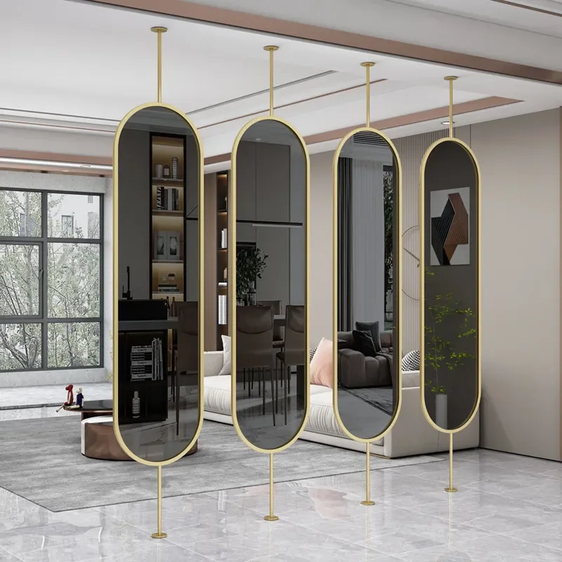 Nordic Oval Glass Mirror Screen Decorative Partition Barrier for Small Apartment Living Room Entrance