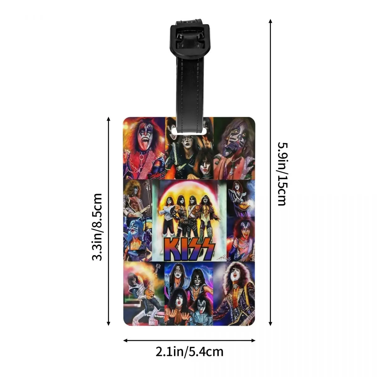 Custom KISSs Rock & Roll All Nite Party Luggage Tag Heavy Metal Band Travel Bag Suitcase Privacy Cover ID Label