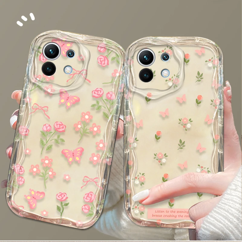 Case For Xiaomi 14T 13T 12T 13 12 11 11i Lite 5G 10T POCO X5 X6 Pro X3 NFC X4 GT F3 F4 F5 F6 M6 M5S C65 Colorful Flowers Clear