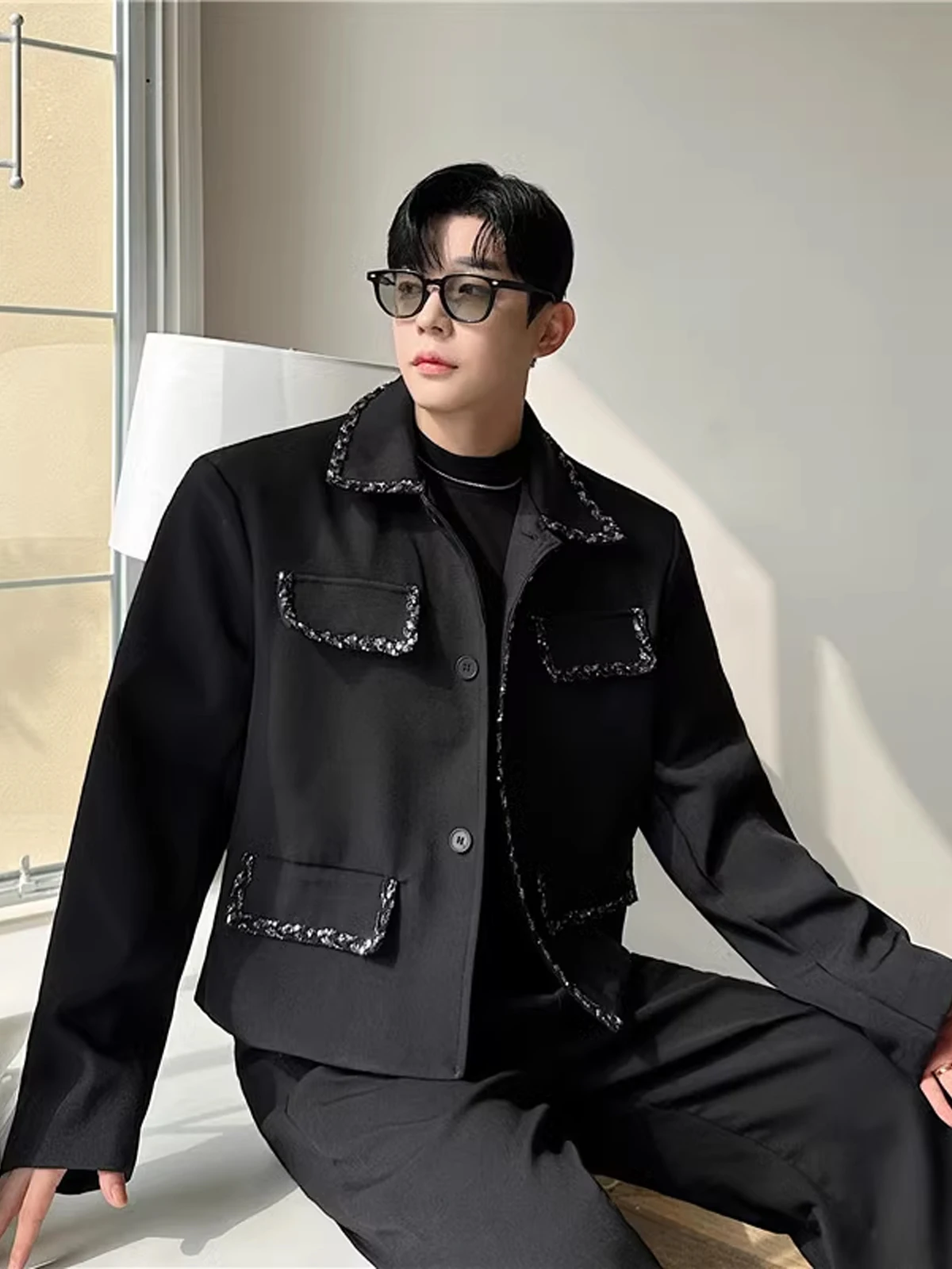 

Мужское пальто-свитер из полиэстера с дизайном тканого ремня, весна 2025, модное, повседневное, стильное, с эффектом высококачественного материала