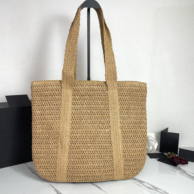 

2025 Summer Encounter French Relaxation Weaving Texture Women's Tote Bag Large Capacity Palm Holiday Fashion Elegant Straw Bag
