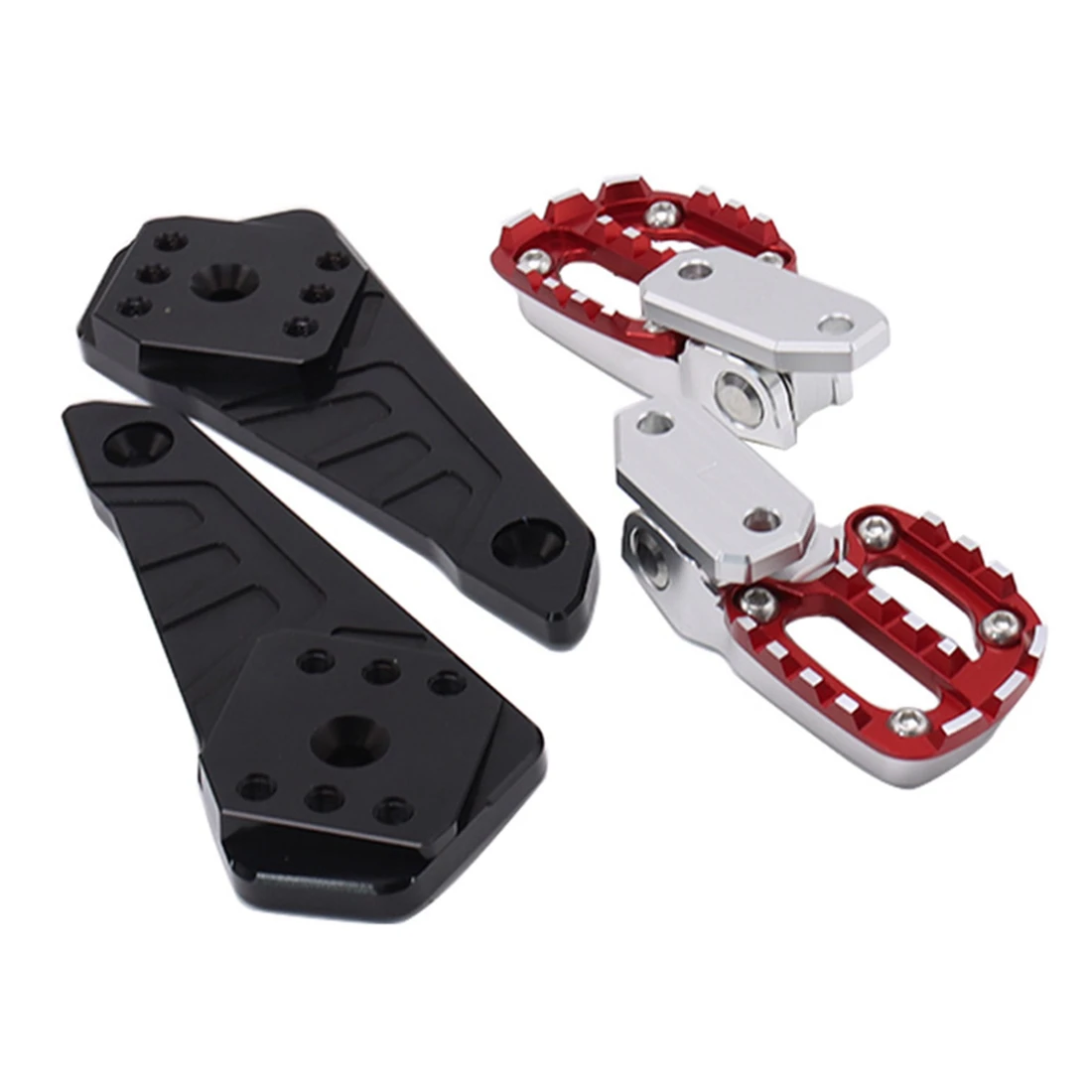 For XADV 750 X-ADV 750 2021 Aluminum Rear Pedal Foot Stand Folding Footrests Passenger Foot Pegs (Silver+Red)