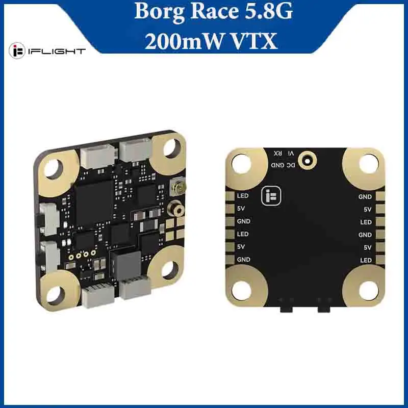 

iFlight Borg Race 5.8G 200mW VTX 16 Channels PIT/25mw/100mw/200mw 4.5V–28V Voltage Input Compatible 2–6S lipo for FPV Drone RC