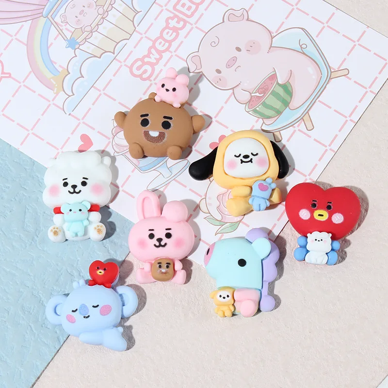 Bt21 Kawaii TATA RJ Cooky Chimmy Милая мультяшная кукла «сделай сам» Аксессуары для волос ручной работы брелок для телефона оболочка резиновые аксессуары