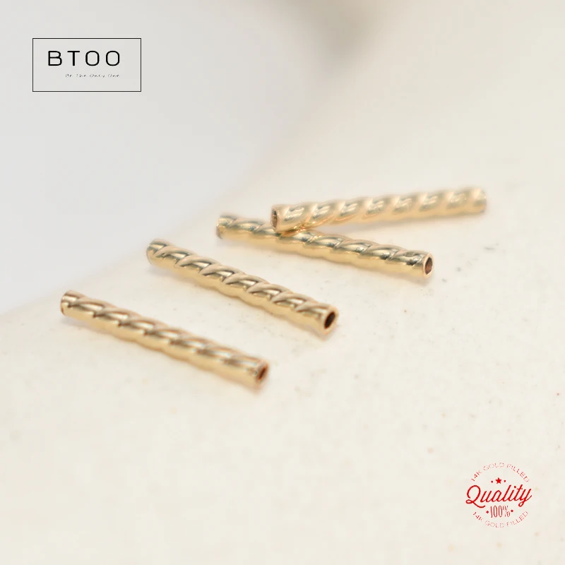14K Gold Filled Gerade Geschnittene Twist-Tube-Perlen, Gold Filled Twist-Tube-Perlen, Abstandshalter-Tube, Anlaufbeständige Schmuckkomponenten – Detail 12