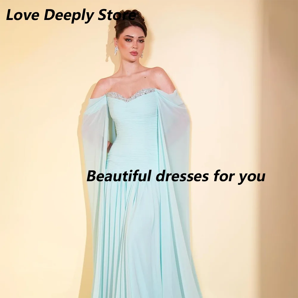 

Sexy Sweetheart Evening Dresses Customized Off Shoulder Bead Crystal Pleat Chiffon A Line Prom Gown Back Lace-up Party Dresses