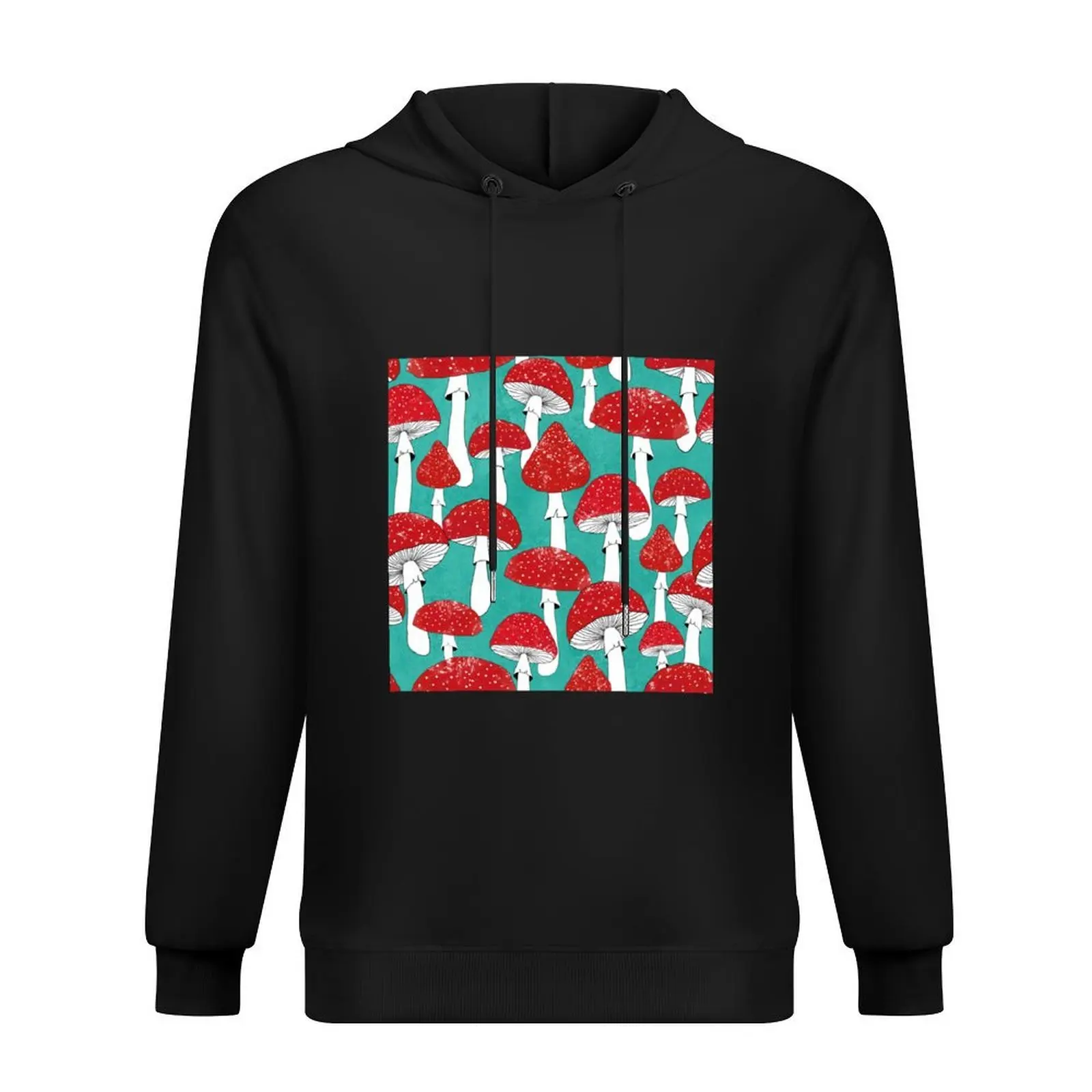 

Red mushrooms on turquoise blue Hoodie korean style clothes mens designer clothes men's clothes men's coat men hoodie