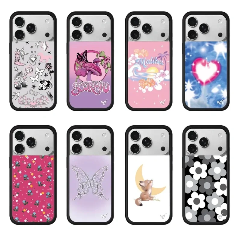 

Wildflower INS Cute Star Moon Fox Butterfly Flowers Phone Case Phone Case For iPhone 12 13 14 15 16 17 Pro Max 16 Plus wf Cover﻿