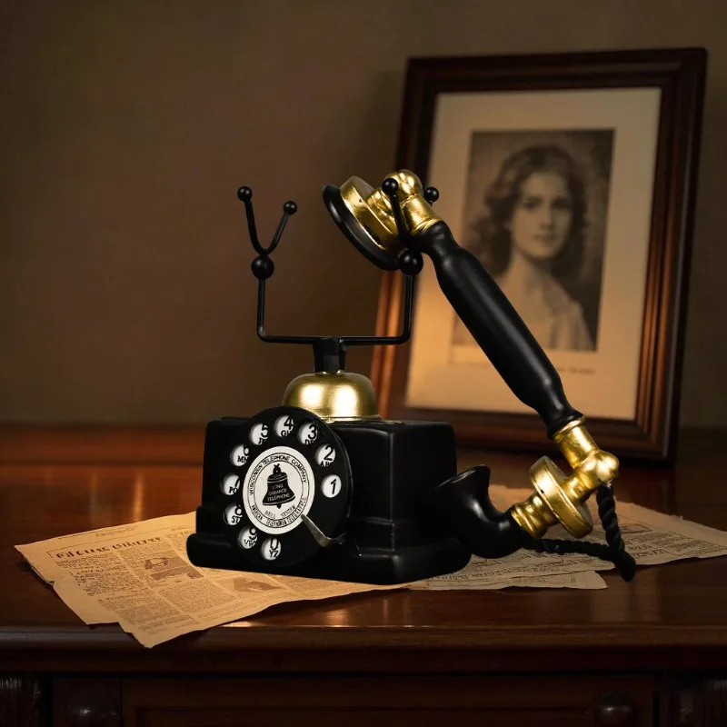 Exquisite ​​​​​​​Vintage Rotary Telephone Decor Resin Craft for Home Desk Cafe Counter Shop Window Display Retro Style Ornament