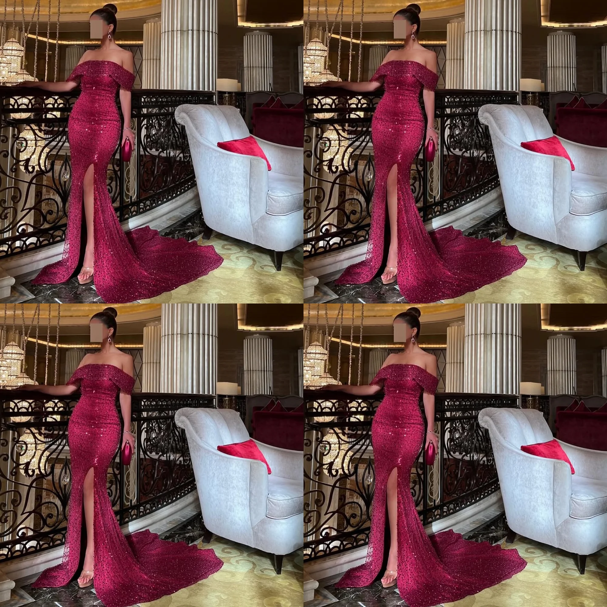 Вечернее платье без рукавов с воротником-лодочкой и блестками, сексуальное платье русалки с разрезом по бокам и открытой спиной, платье для выпускного вечера со льдом на заказ