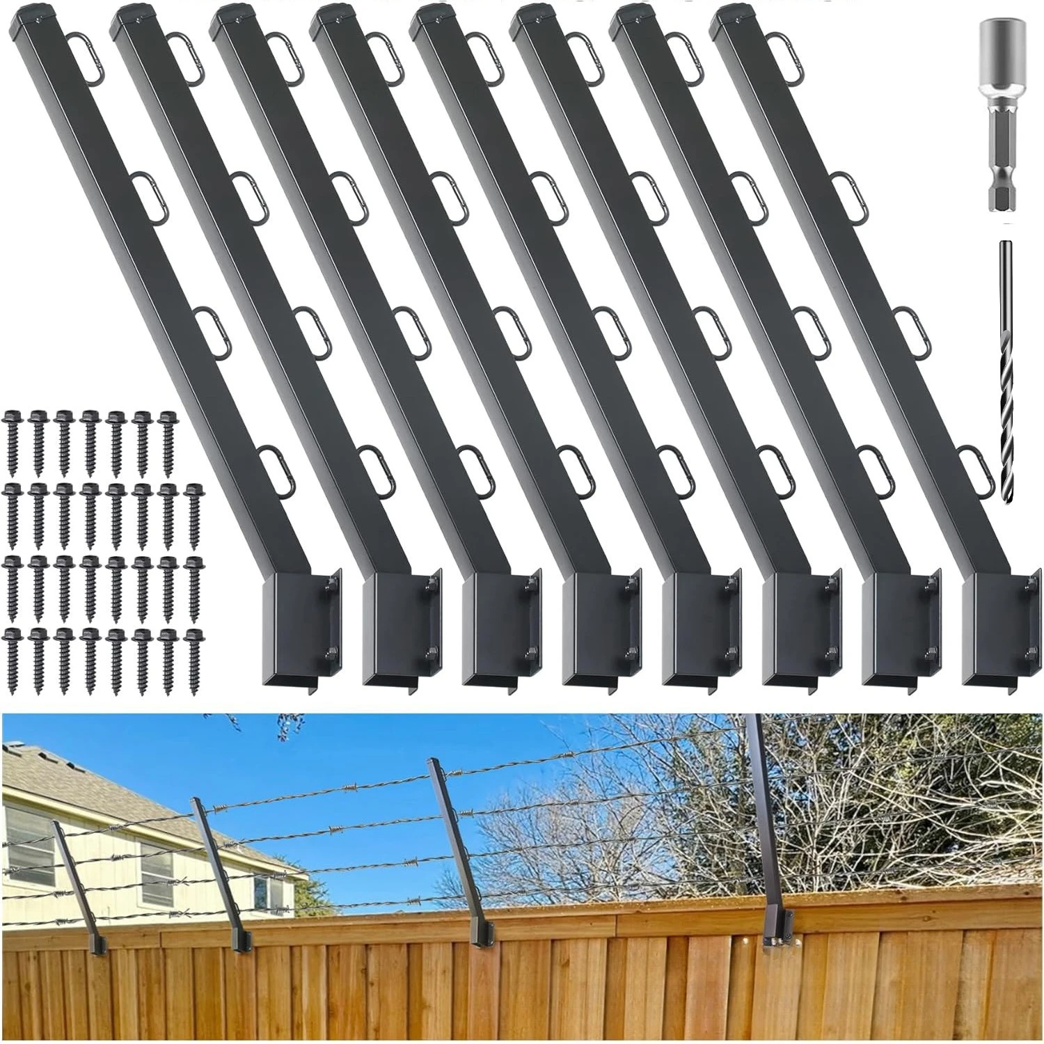 

Fence Barbed Line Extension Arm Bracket Is Suitable for Outdoor Fences To Increase Height for Privacy and Pet Jumping