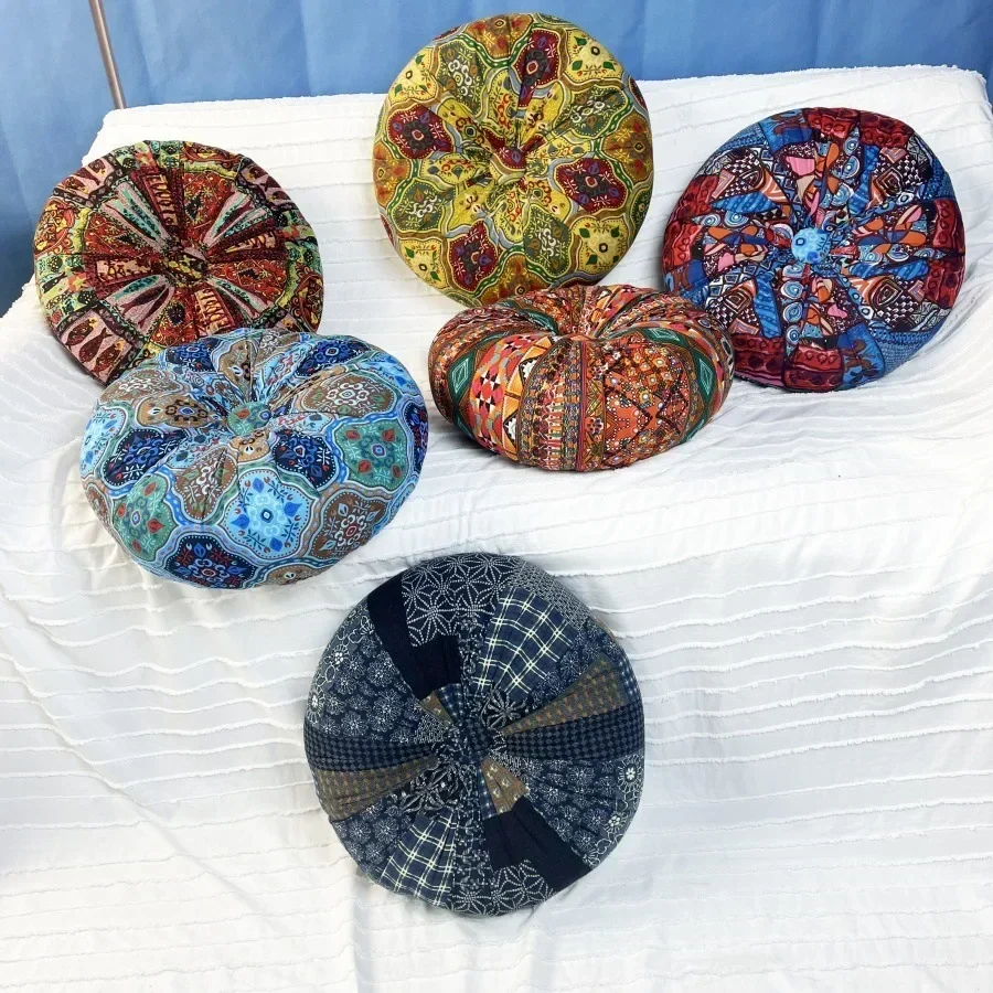 1 Pc  Round  Floor Cushion Yoga on Chair Pouf Seat Cushion Vintage Tatami Sofa Thick Print Meditation Pillow 방석 /쿠션