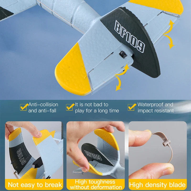 Aereo RC Stunt Aliante telecomandato 2.4G con giroscopio Schiuma EPP Modello di aereo durevole Aereo RC Pronto a volare Giocattoli per bambini Ragazzi