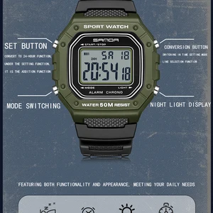 Der wasserdichte elektronische digitale Pulsuhr von Sanda-Men, LED-Display-Rechteck, Dial Outdoor Sports, Rechteck, männlich, neues Modell, 2156 8 Hauptverkauf Acryl -Schiebetür - №2