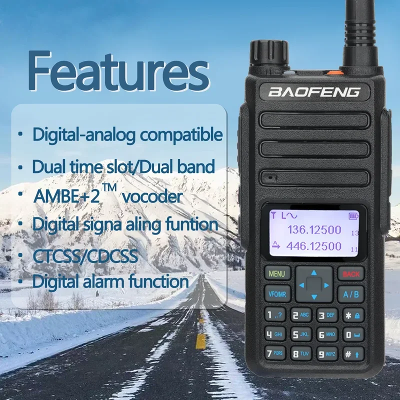 Baofeng DR-1801 Walkie Talkie ชั้น 1 2 Dual Time Slot ดิจิตอล DM-1801 สถานที่แล้ว UV Dual band 136-174 และ 400-470MHz DMR วิทยุ