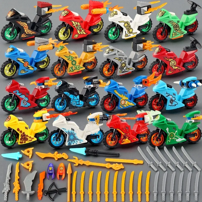 Anime Accessories Motorcycle Blocks Kai Jay Cole Zane Nya Mini Action Assemble Model Figures Bricks Toys Birthday Gifts