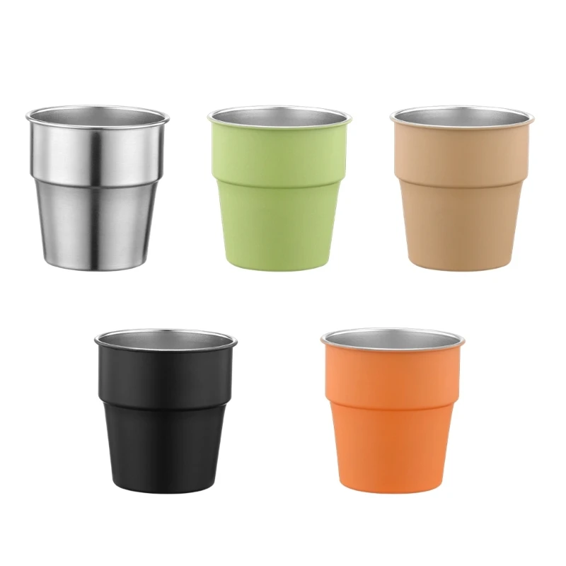 

6 Pack Metal Camping Cup Coffee Cup Drinkings Cups 304Stainless Steel Texture Beverage Cup Suitable for Outdoor Activity