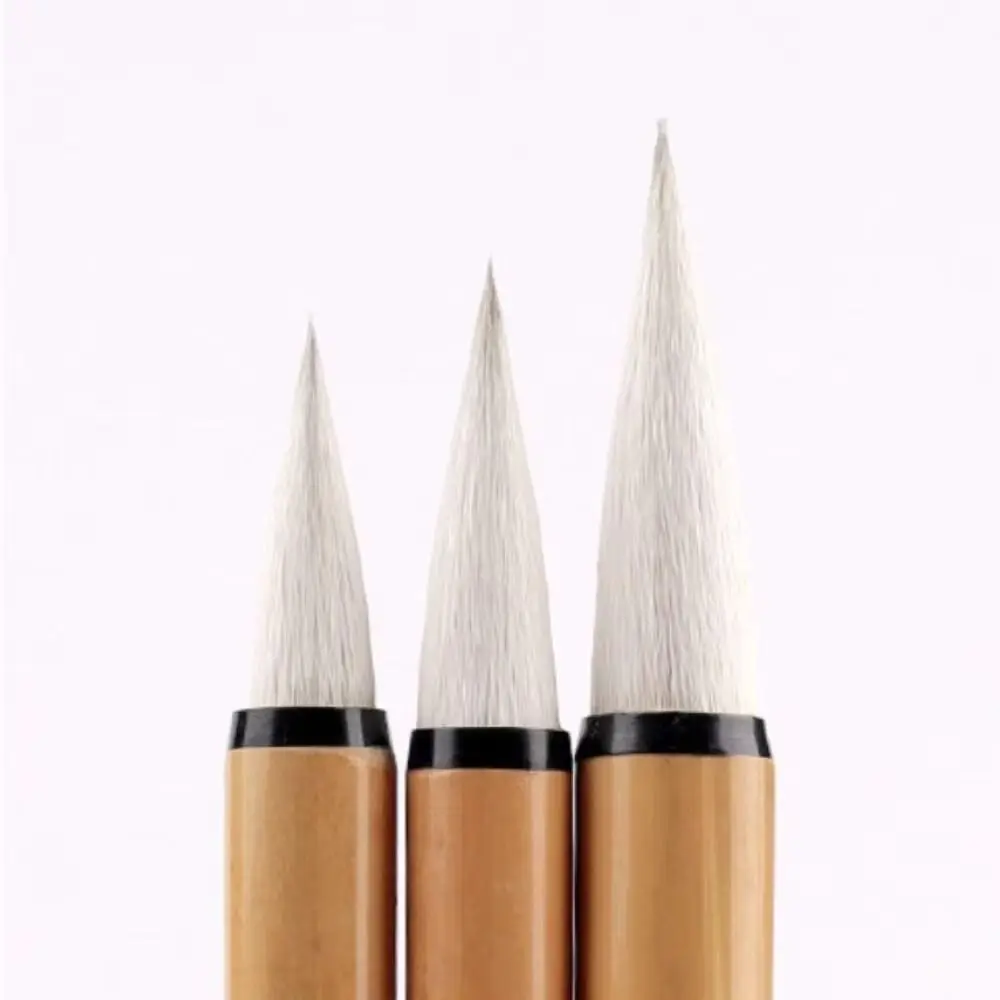 3pcs Wolf Hair Chinese Calligraphy Brush Bamboo Handle Natural Art Paint Brush Flexible Tip Chinese Ink Brush Regular Script