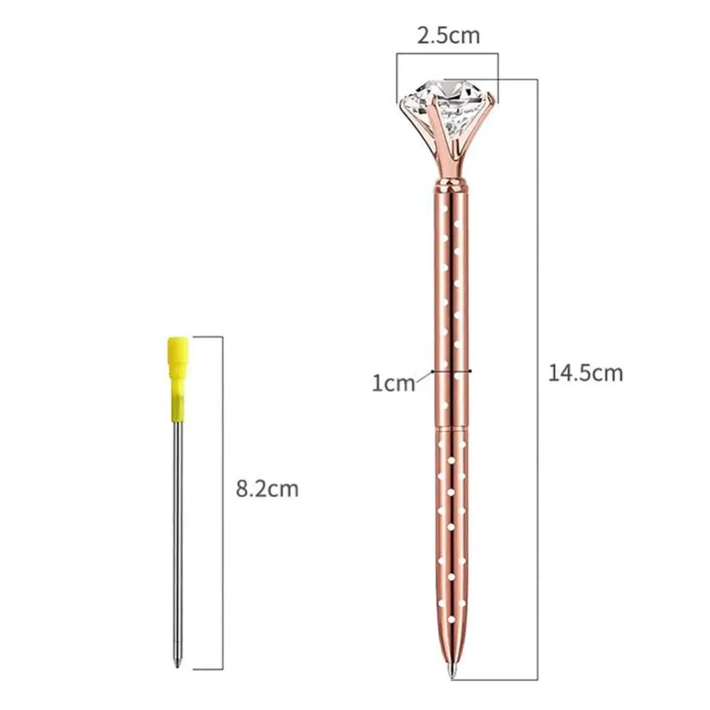 Креативная металлическая хрустальная ручка, офисный материал, подарок, металлическая шариковая ручка, большая алмазная кристаллическая ручка с большим бриллиантом, студенческие подарки 2024
