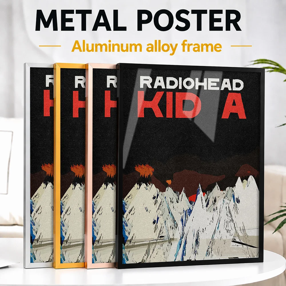 Radiohead Kid A Album Metal Poster With Aluminum Alloy Frame Personalized Photo Vibrant Concert Style Wall Art For Living Room