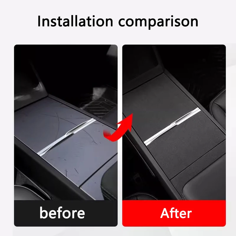 Suede Central Control Panel Sticker For Tesla Model Y Juniper 2025 Console Panel Anti-scratch Protector Cover Car Accessories
