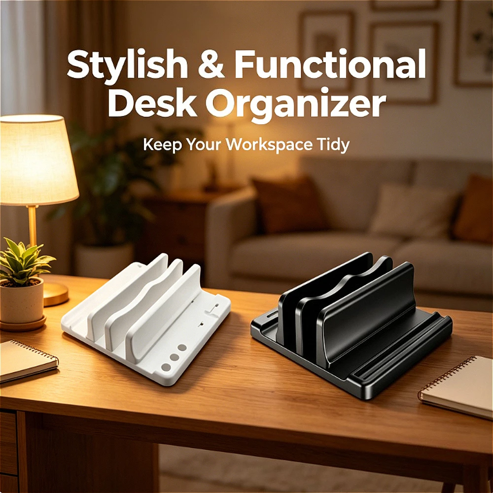 Multi-Slot Vertical Laptop & Tablet Stand, Upright Notebook Holder for Desk