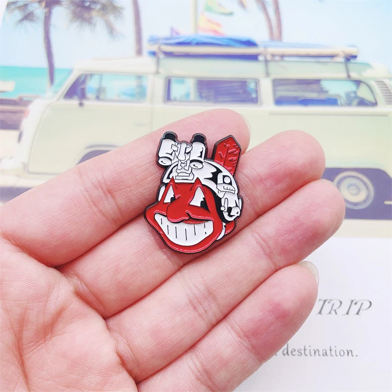 Creative Cartoon Character Enamel Pins Red Telescope Avatar Exaggerated Alloy Brooch Badge Punk Jewelry Gift